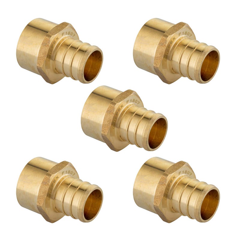 EFIELD (Pack of 5) EFIELD Pex 3/4" x 1/2" Female NPT Thread Adapter Barb Crimp Brass Fitting,(PEX1807039-5PCS) - Image 1